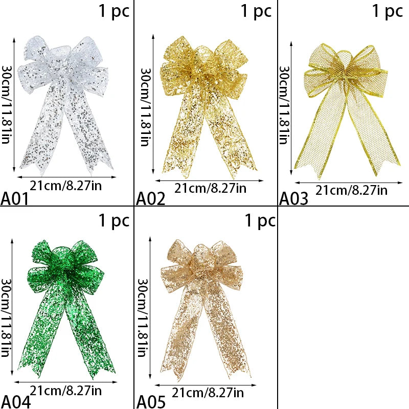Festive Christmas Bow with Glittering Sequins - Image 3