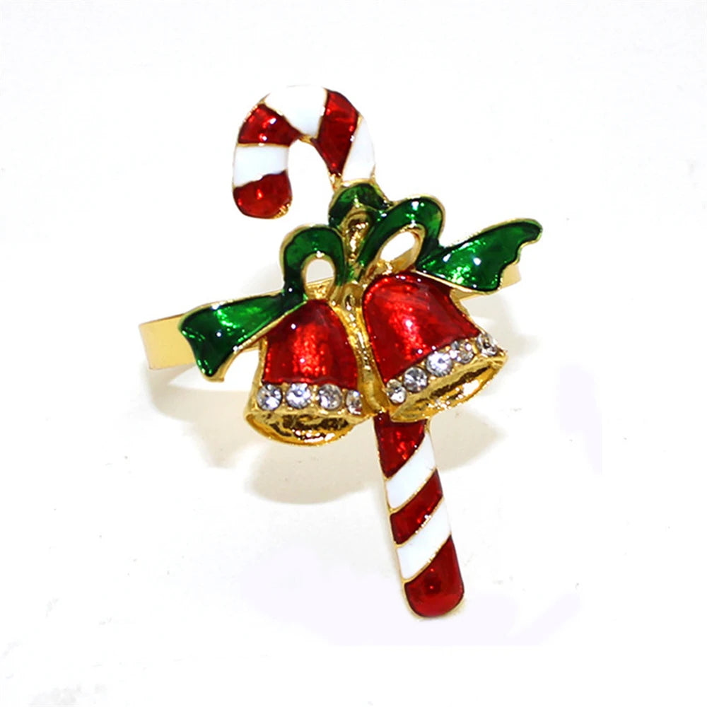 6 Festive Gold Christmas Napkin Rings Set - Image 6