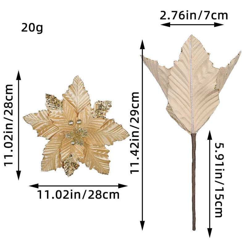 28CM Glittering Christmas Flower Decorations - 1 to 3pcs - Image 22