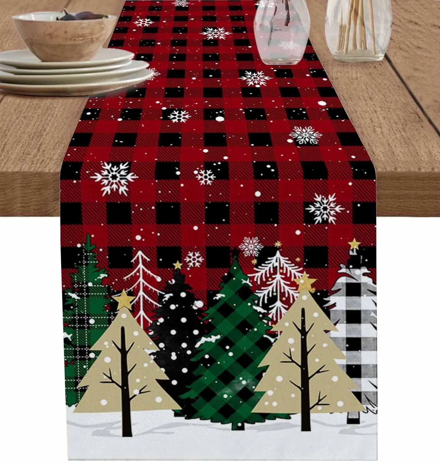 Festive Poinsettia & Pine Table Runner - Image 25
