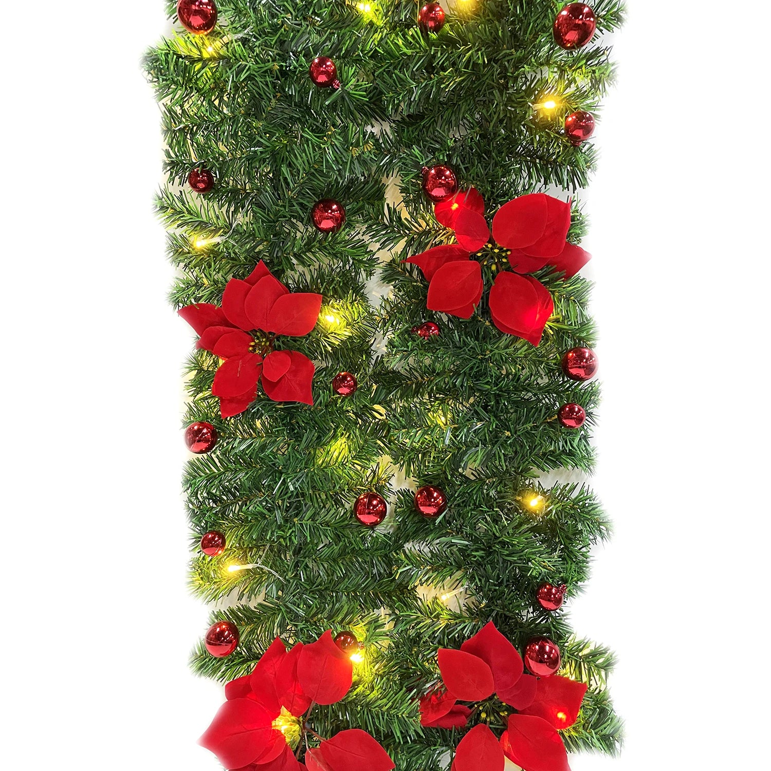2.7m LED Lighted Rattan Christmas Wreath - Image 20