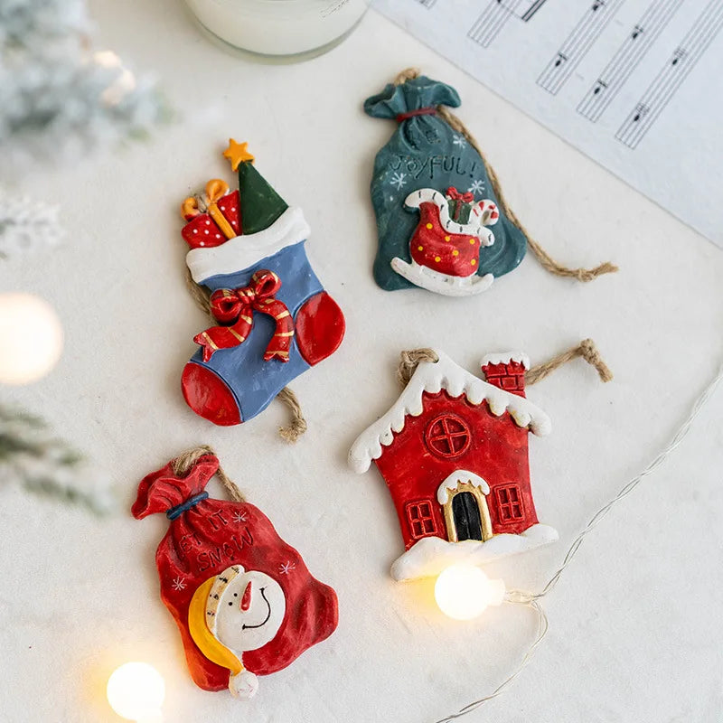 Festive Resin Christmas Sock & Snowman Ornaments - Image 3