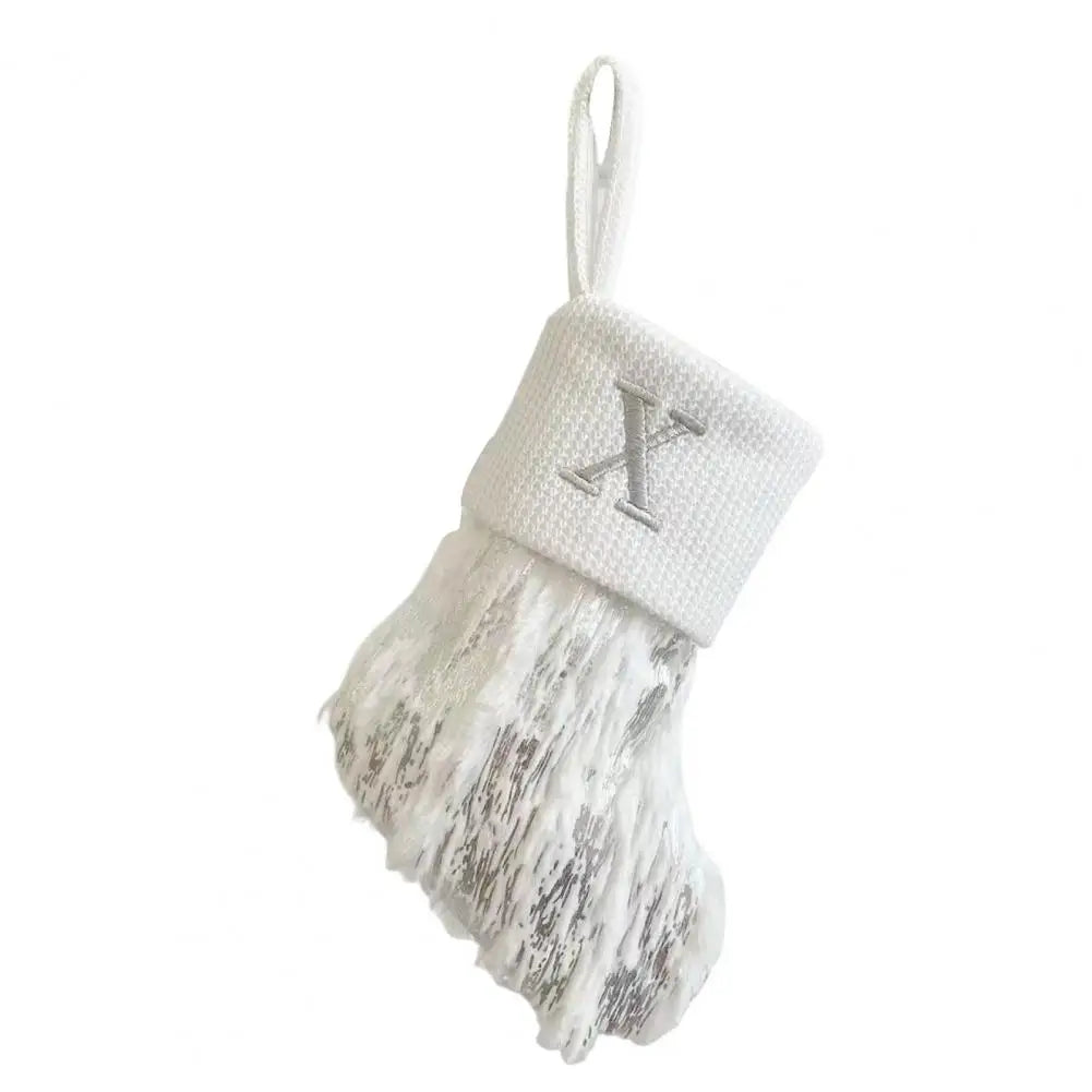 Embroidered White Christmas Stocking for Cheerful Decor - Image 17