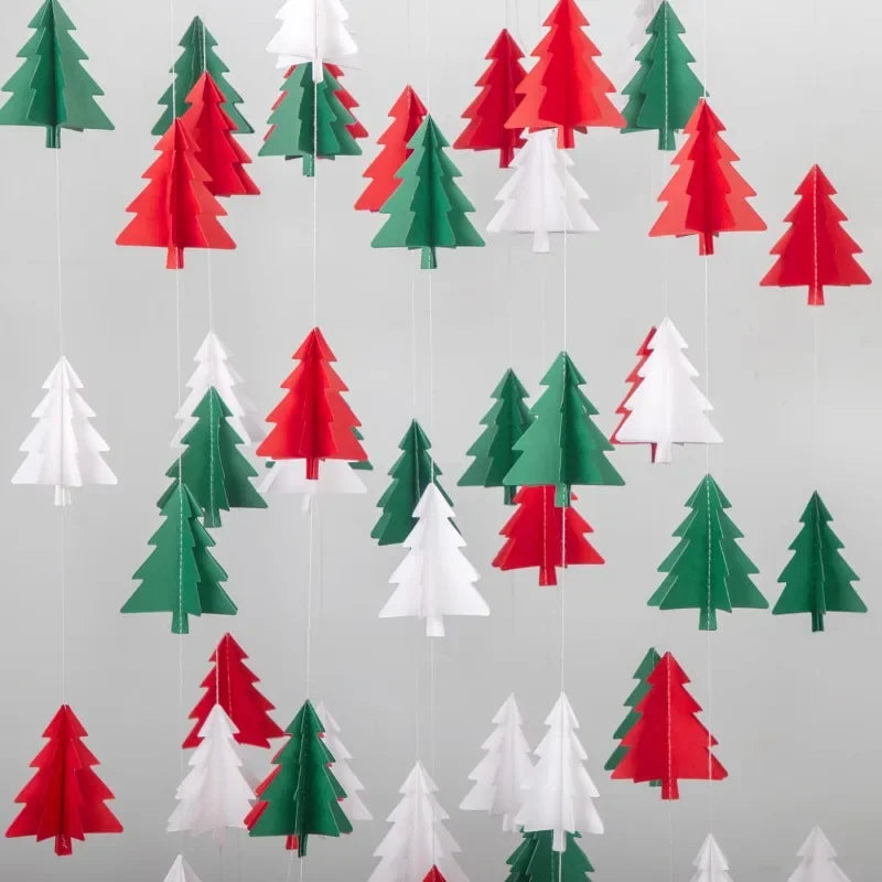 3D Red, White & Green Christmas Tree Garlands - Image 7