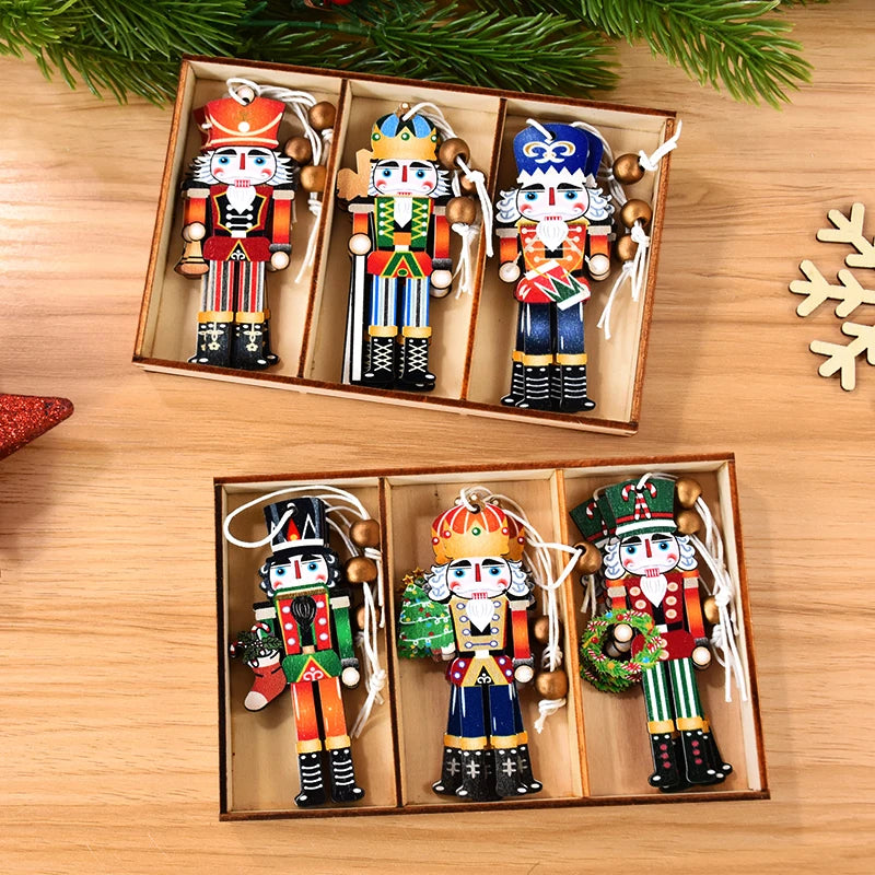 Festive Wooden Nutcracker Soldier Tree Ornaments - Image 9