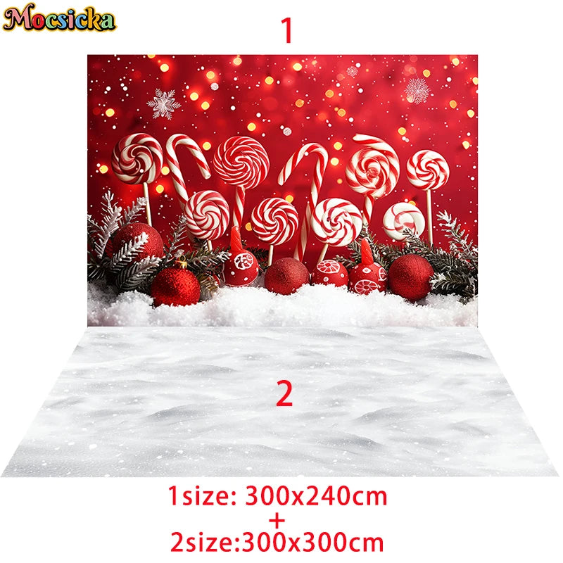 Festive Candy Cane Christmas Photo Backdrop - Image 2