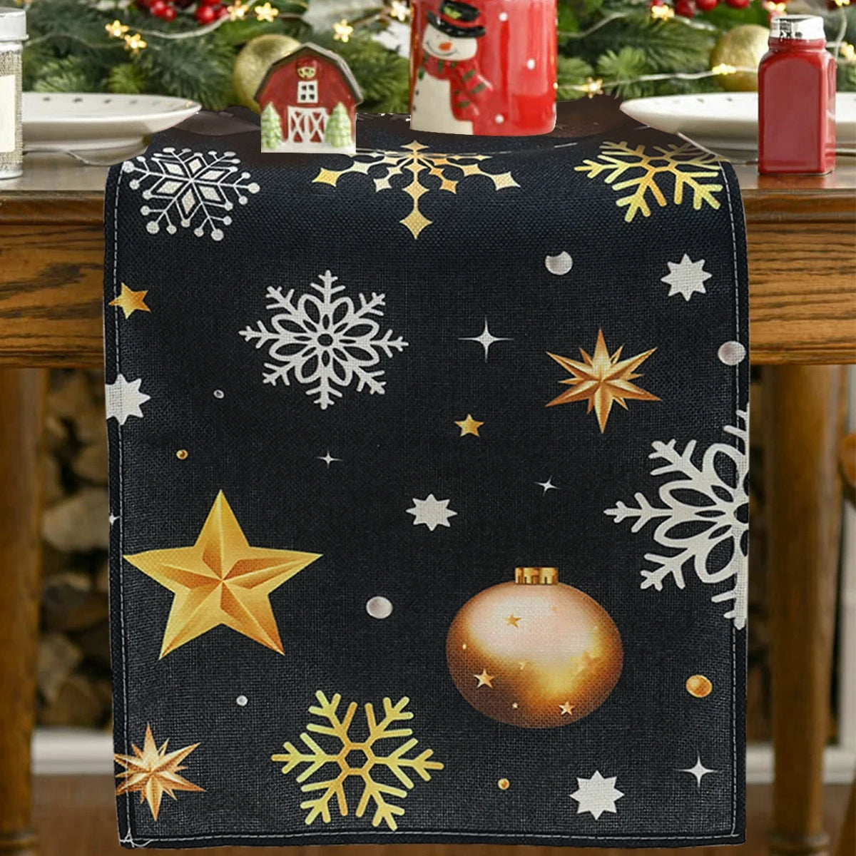 Merry Christmas Linen Table Runner for Festive Decor - Image 5
