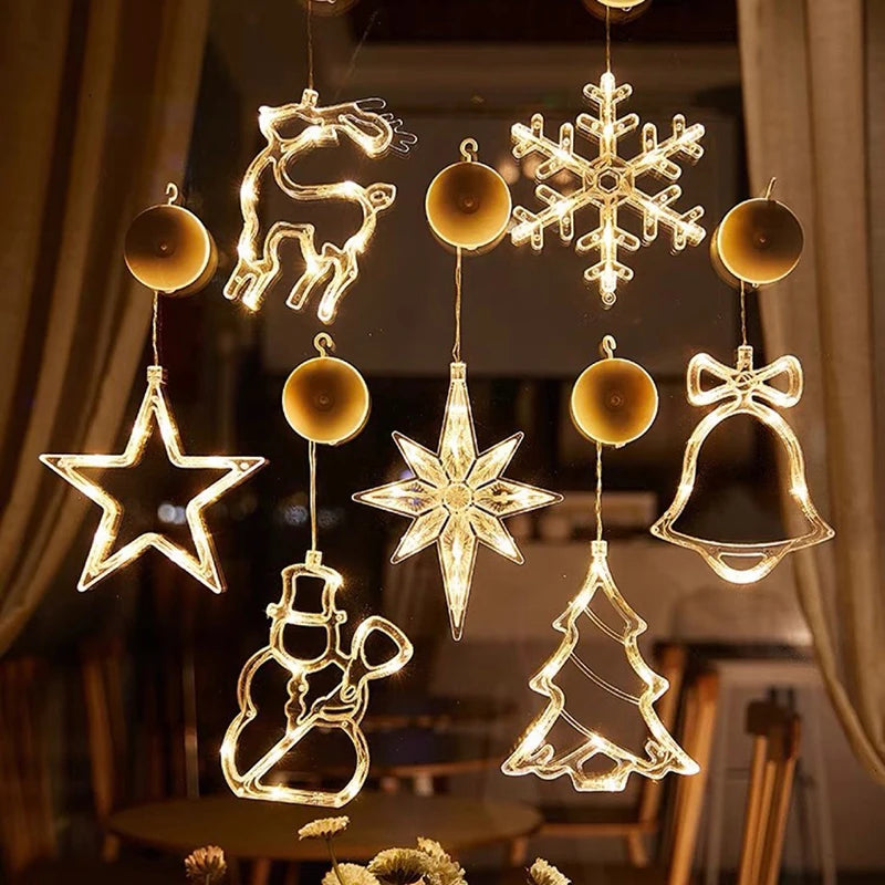 Shimmering Christmas Snowflake Santa Window Decor - Image 3
