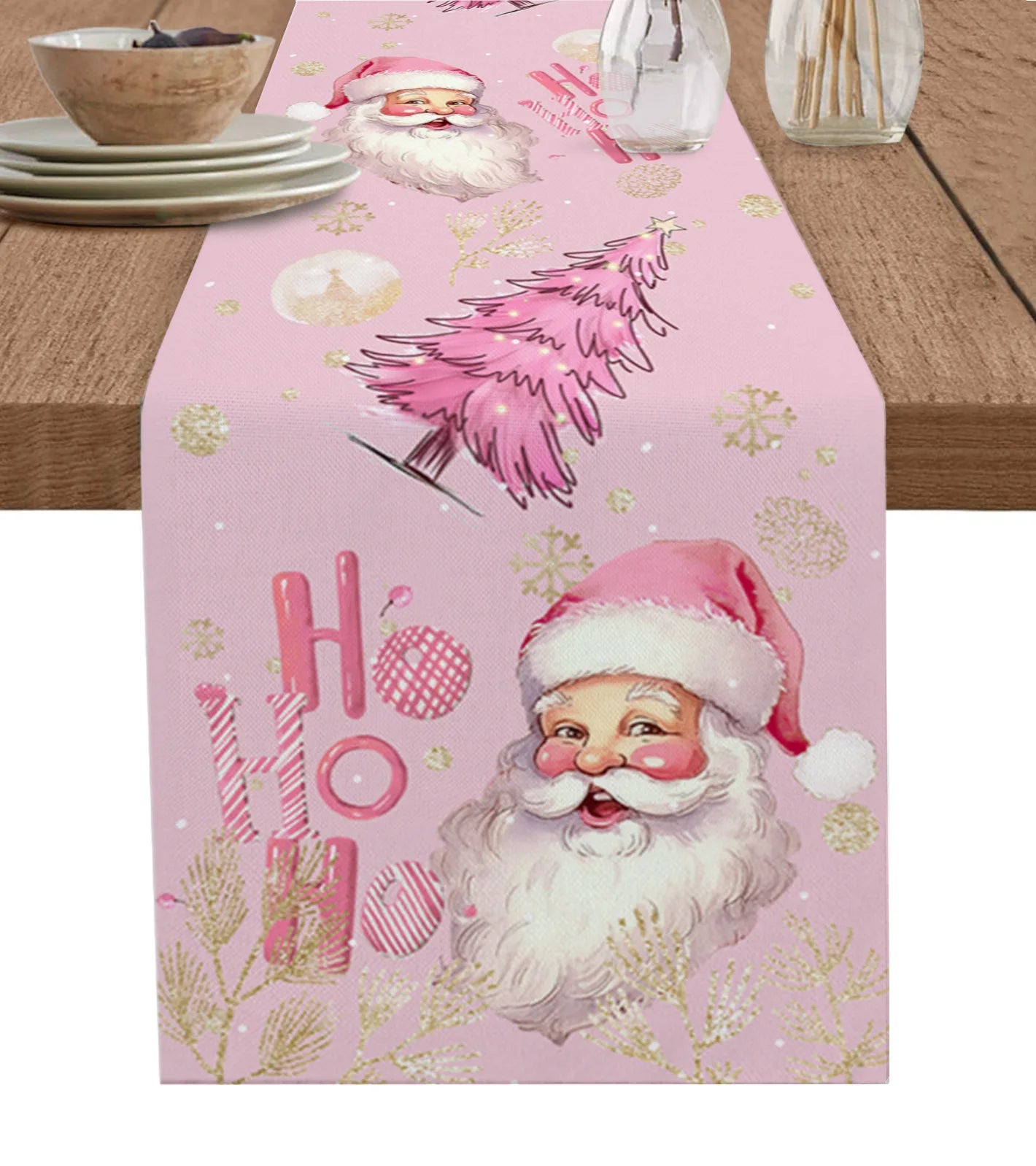Festive Pink Snowflake Table Runner for Christmas - Image 6