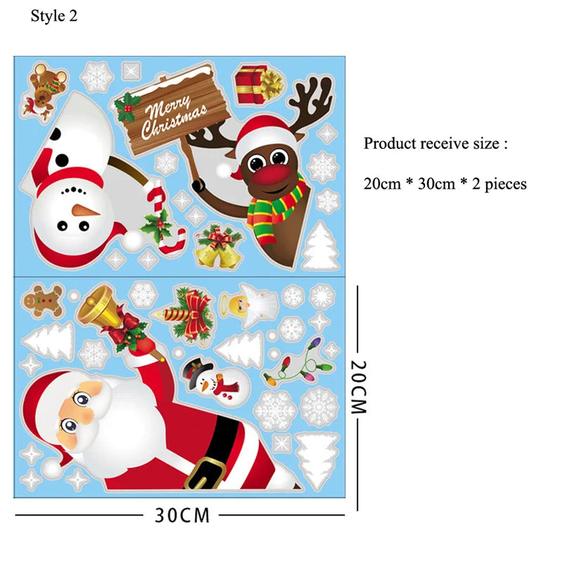 Festive Christmas Snowman & Santa Window Stickers - Image 2