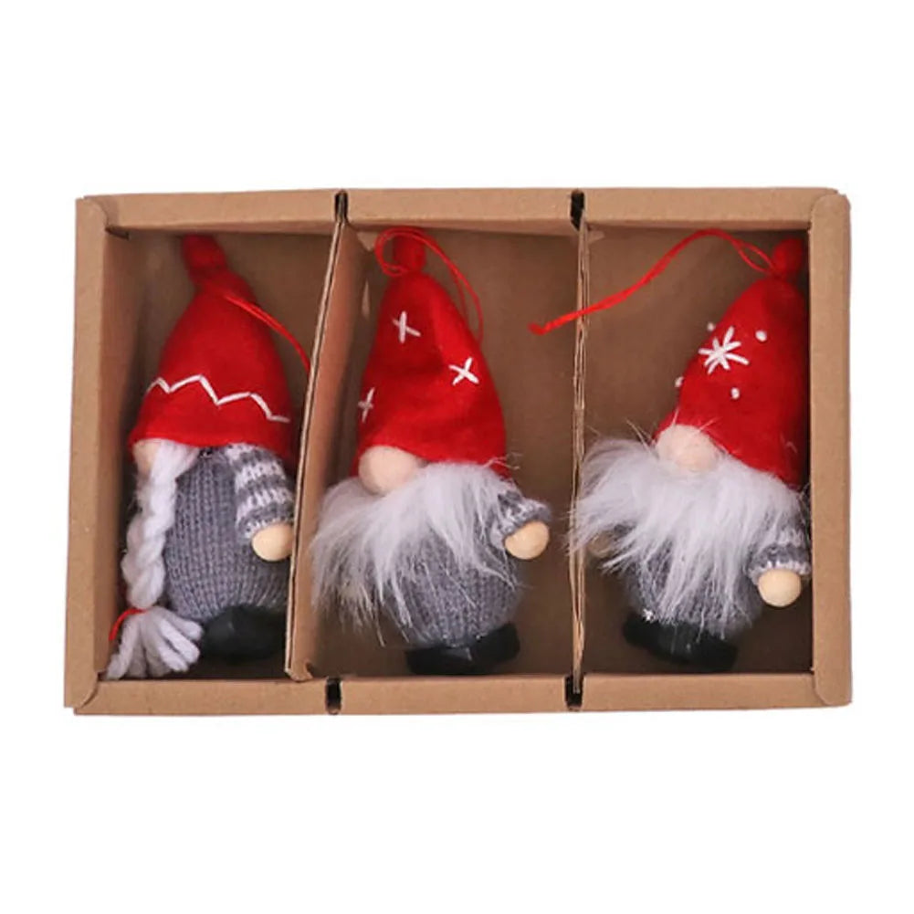 3pcs Christmas Plush Faceless Doll Ornaments - Image 3