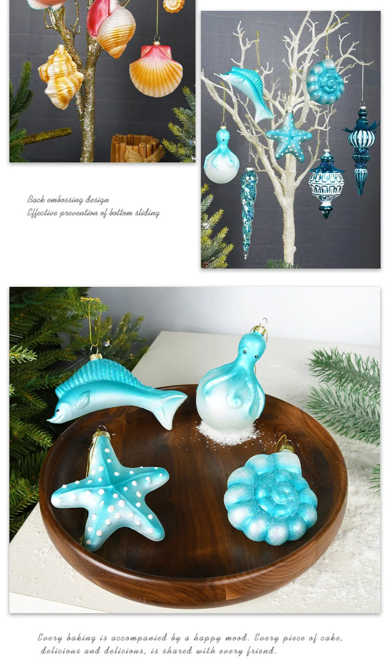 Christmas Marine Animal Glass Pendant Ornaments - Image 25