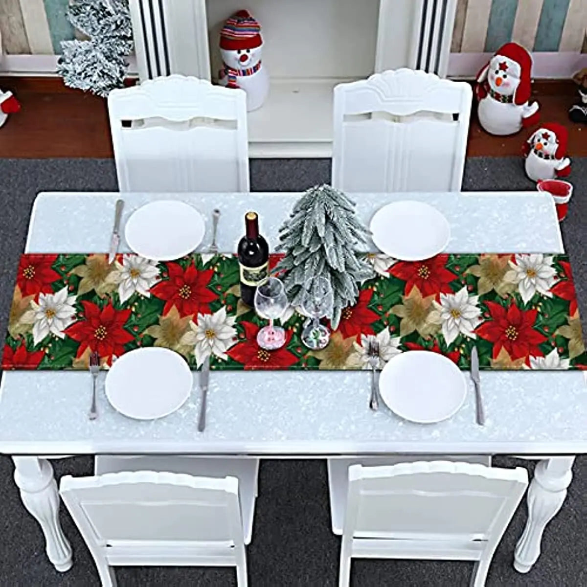 Festive Poinsettia Table Runner for Holiday Decor - Image 5