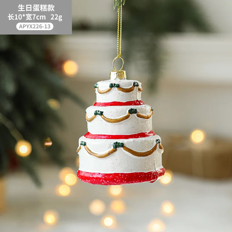 Charming Painted Wooden Christmas House Pendant - Image 11