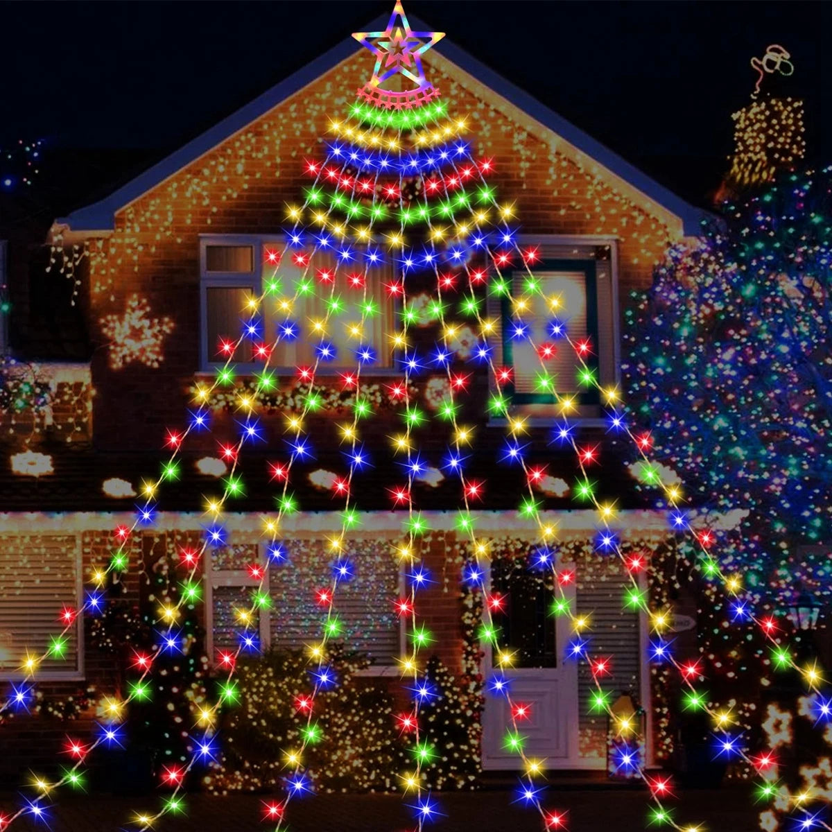 Festive LED Star Waterfall Fairy Lights for Christmas - Image 25