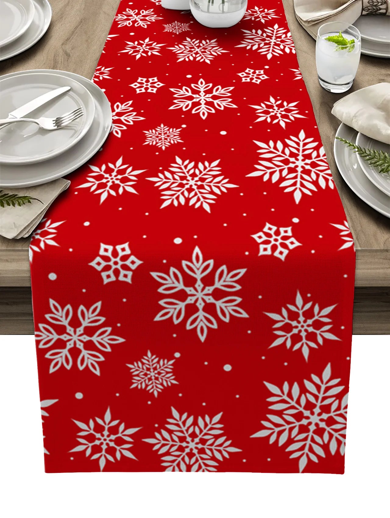 Christmas Red Plaid Snowflake Table Runner - Image 10