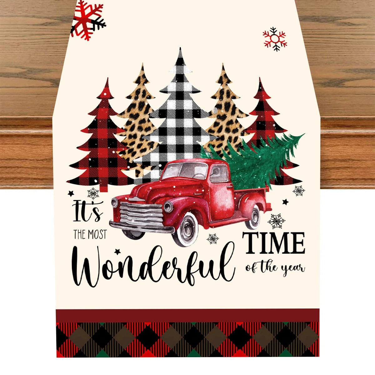 Festive Red Floral Table Runner for Christmas - Image 9