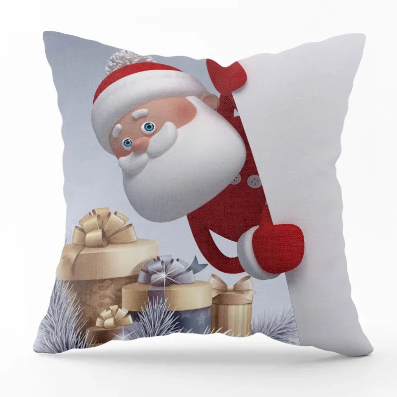 Festive Santa Claus Snowman Decorative Pillow Cover - Image 10
