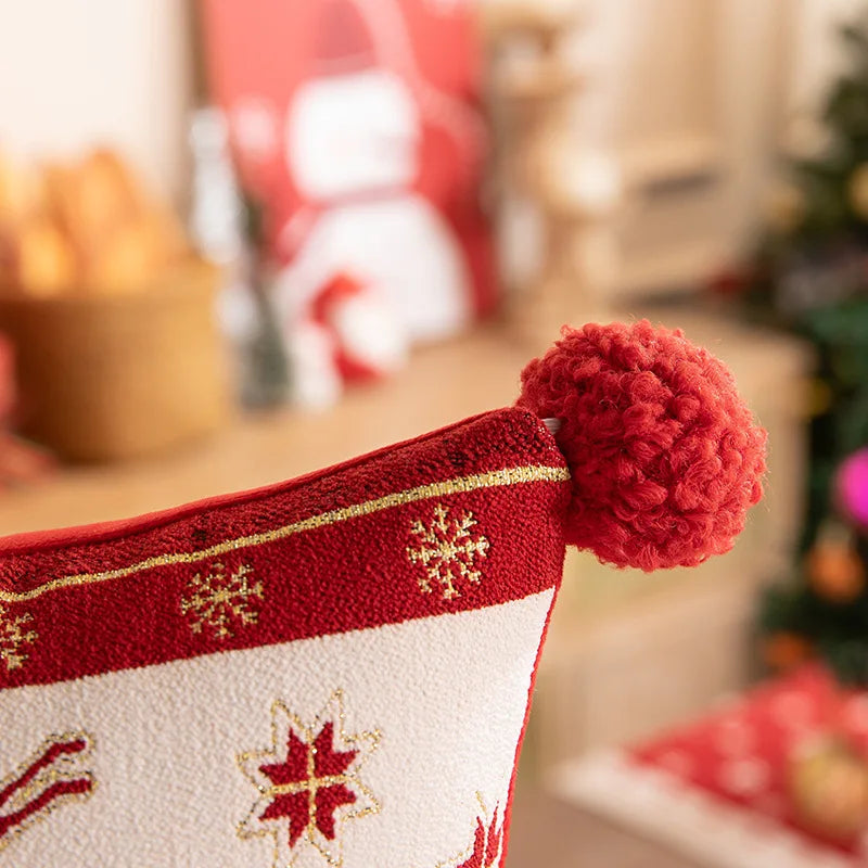 Luxurious Red Jacquard Tassel Table Runner for Christmas - Image 45