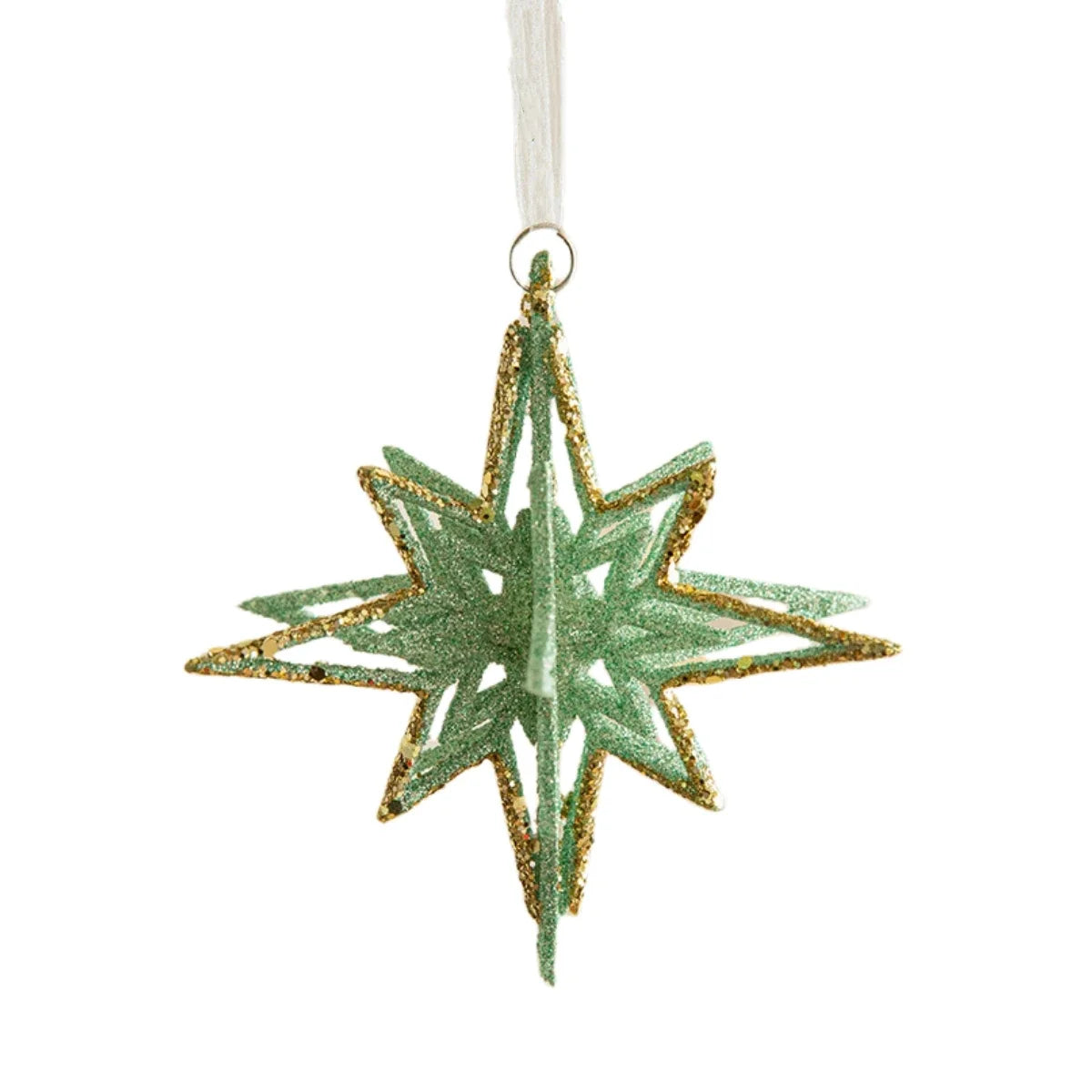Charming Green Snowflake Bell Christmas Ornaments - Image 3