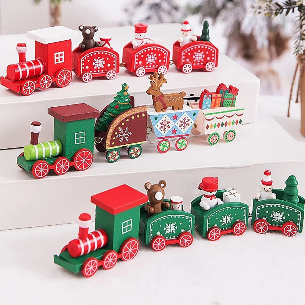 Charming Wooden Train Ornaments for Christmas Decor