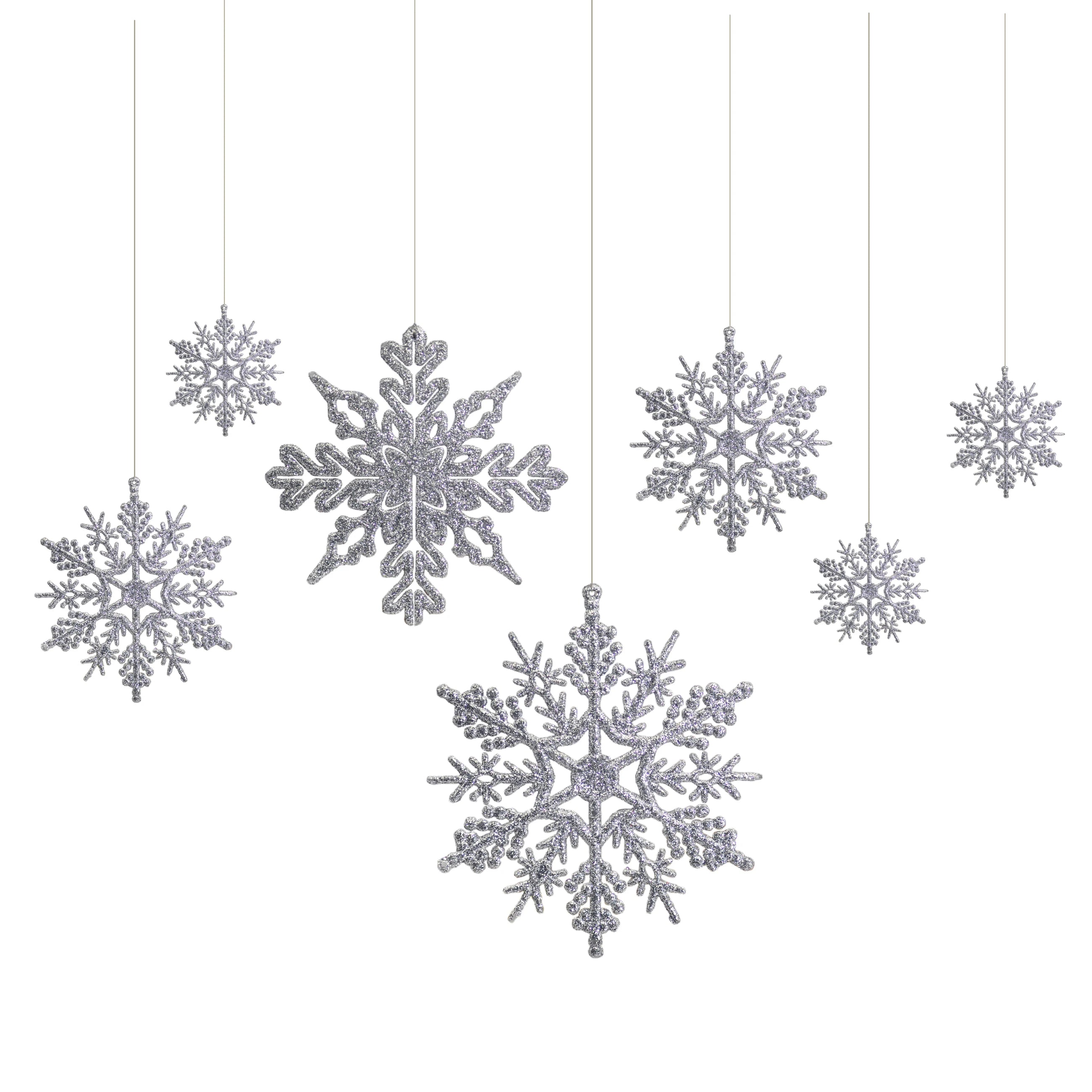 40Pcs Silver Glitter Snowflake Ornaments for Christmas - Image 19