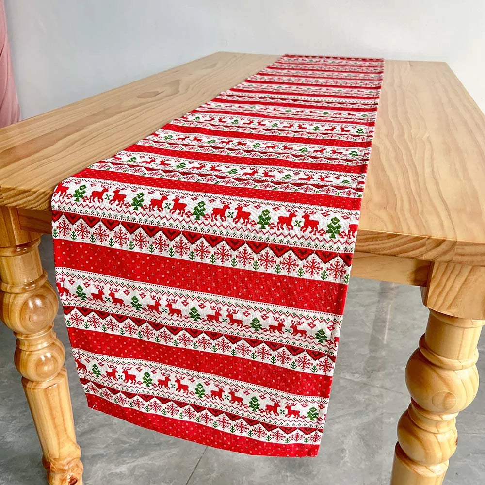 Charming Elk Snow Christmas Table Runner Decor - Image 4