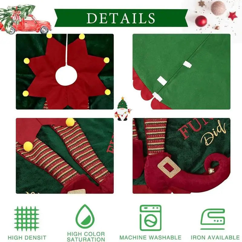 Festive Red & Green Fairy Leg Tree Skirt - Image 4