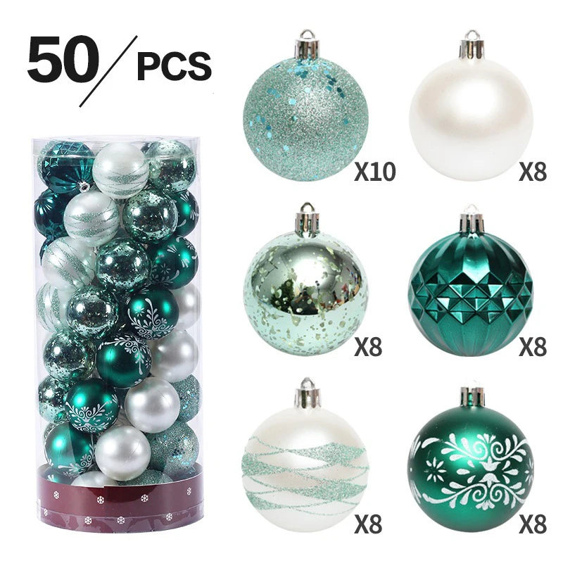 50Pcs Festive Green & Red Christmas Ornaments - Image 4