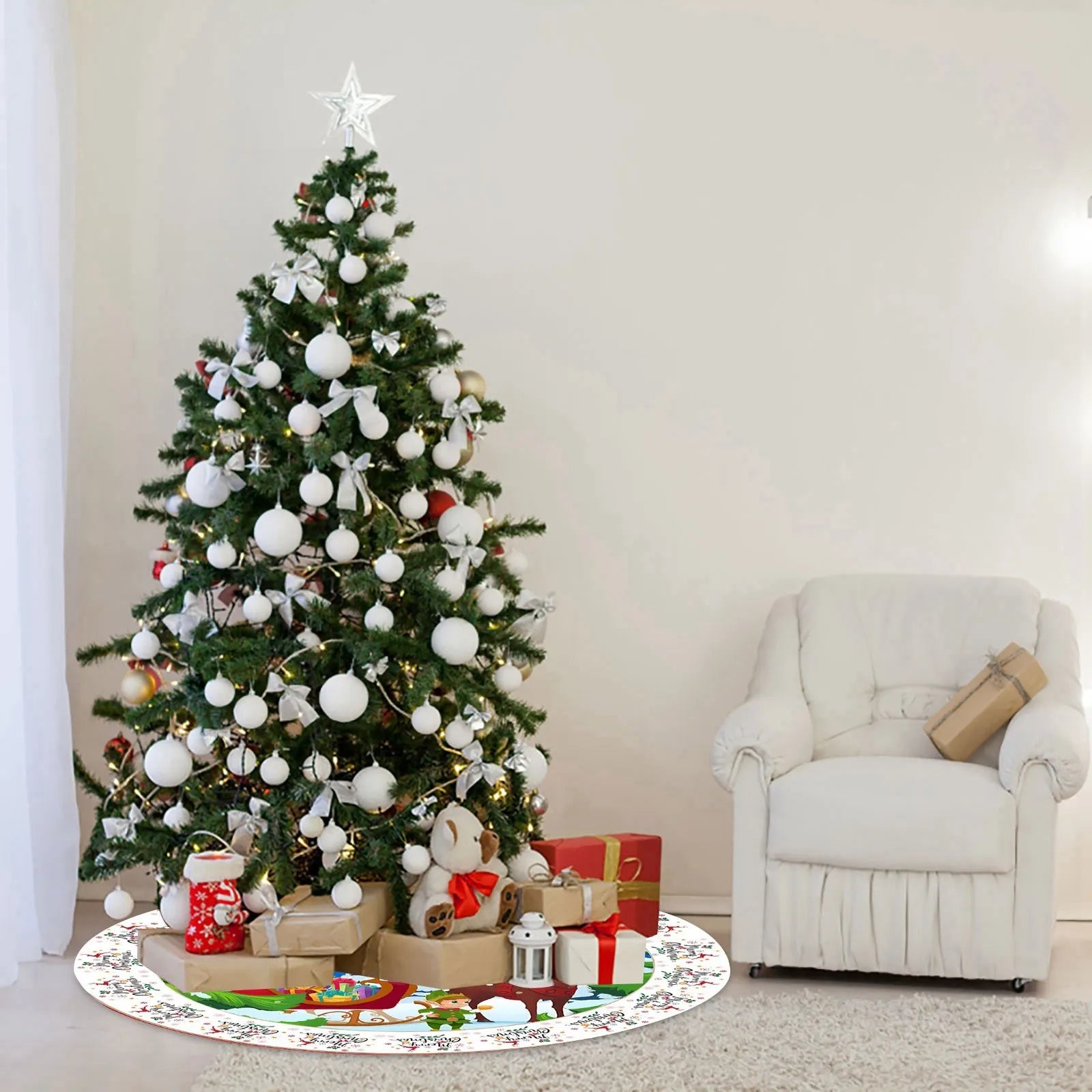 Charming Pink Snowman Christmas Tree Skirt - Image 13