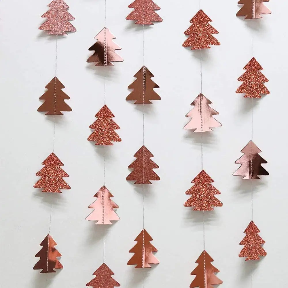 Rose Gold Glitter Christmas Tree Garland Decor - Image 8