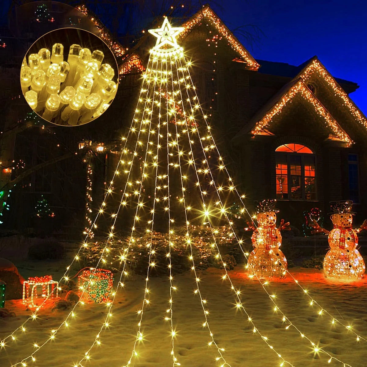 Festive LED Star Waterfall Fairy Lights for Christmas - Image 22