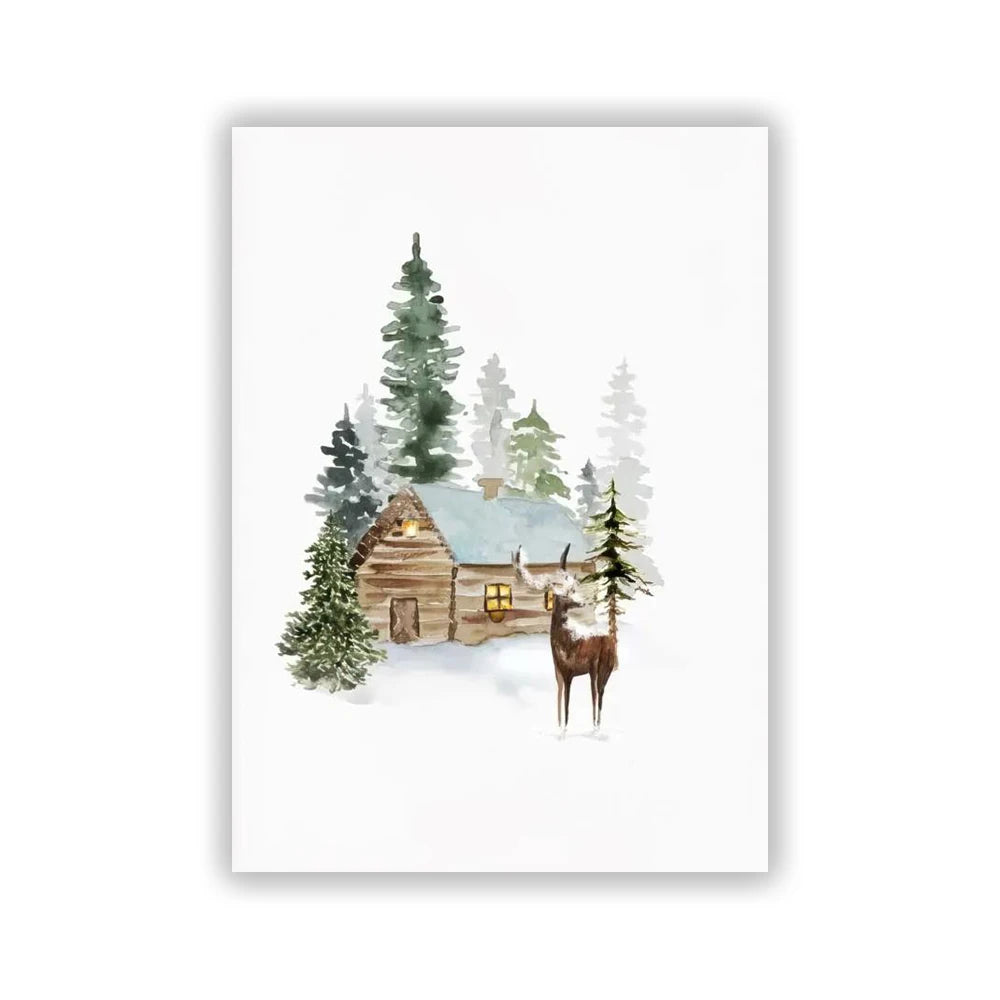 Charming Christmas Elk & Pine Tree Canvas Art - Image 9