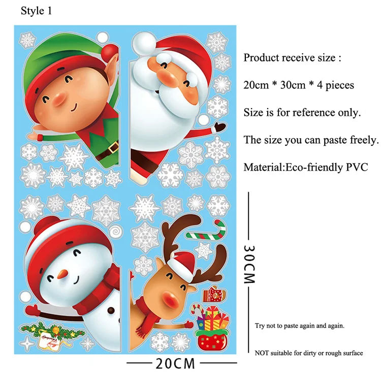 Festive Christmas Snowman & Santa Window Stickers - Image 9