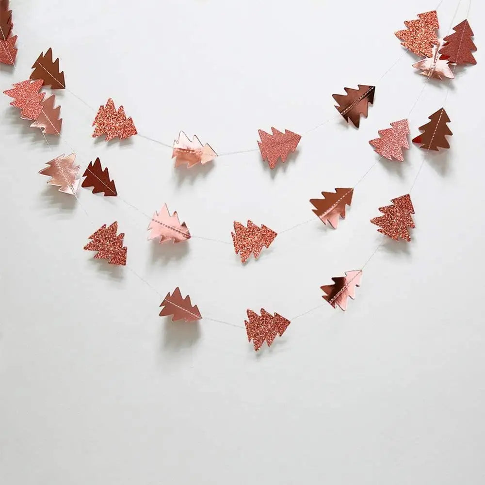 Rose Gold Glitter Christmas Tree Garland Decor - Image 5