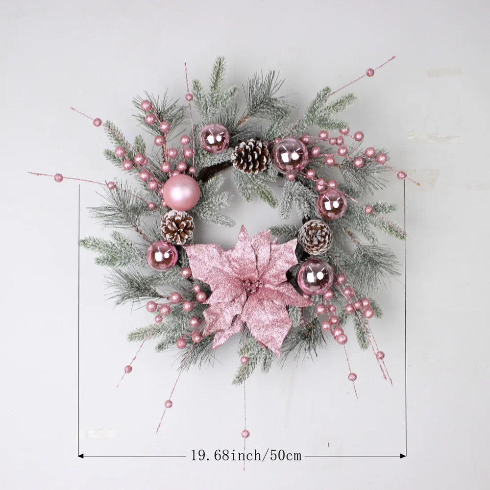 Charming Pink Christmas Wreath with Ornaments - Image 11