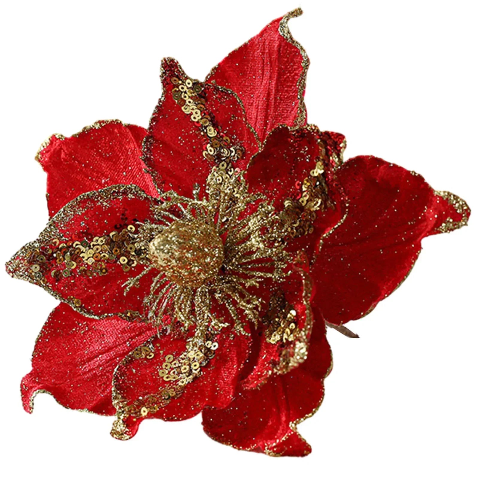 Sparkling Christmas Poinsettia Hanging Tree Decor - Image 9