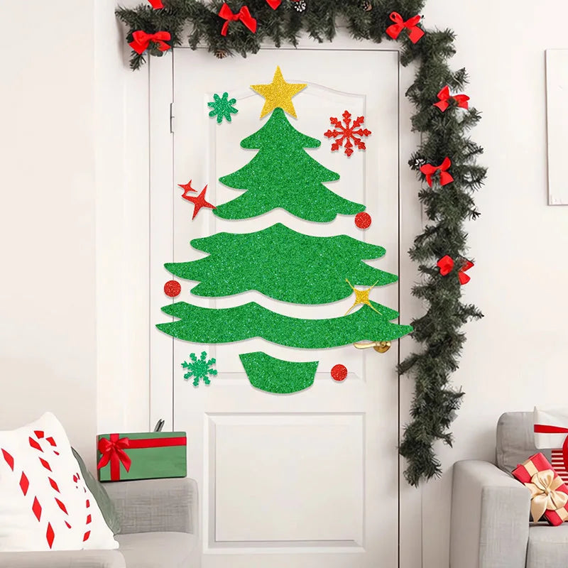 Festive Christmas Door Stickers: Santa, Tree, Snowman & Elk - Image 3