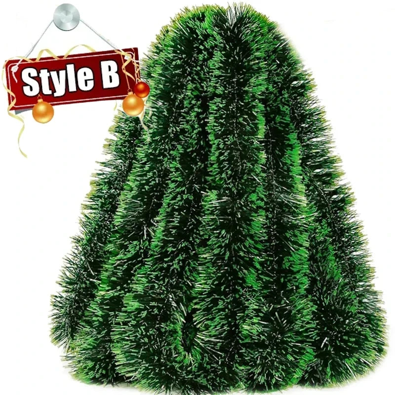 Christmas Tinsel Garland & Ribbon Wreath Decor - Image 20