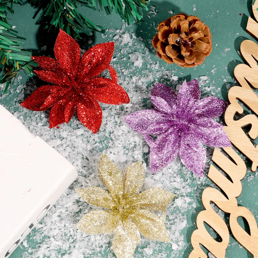 Sparkling Holiday Flower Ornaments for Trees - Image 19