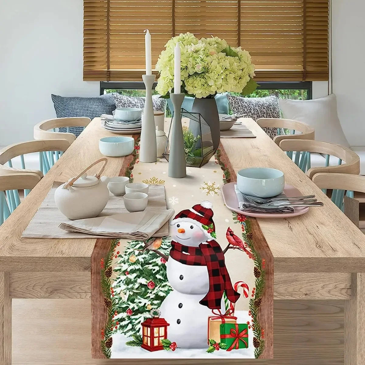 Charming Snowman Christmas Table Runner Decor - Image 18