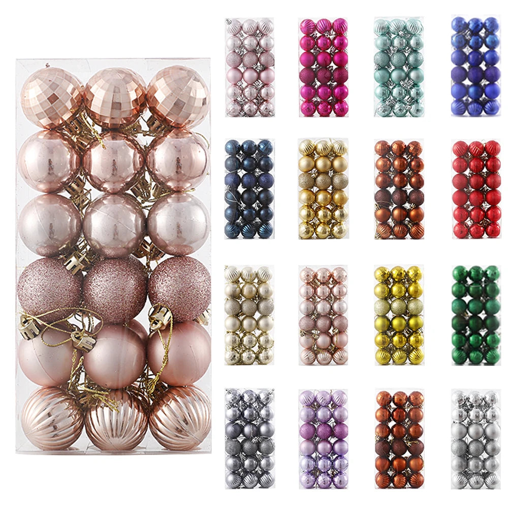 36pcs Glitter Christmas Ornaments - Festive Tree Decor