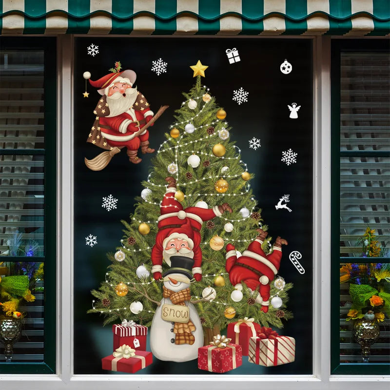 Festive Christmas Window Stickers: Santa & Tree Decor - Image 3