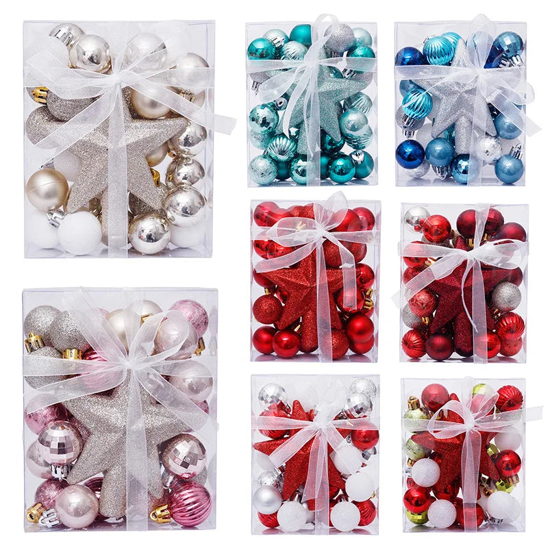 30 Red & White Mini Christmas Ball Ornaments