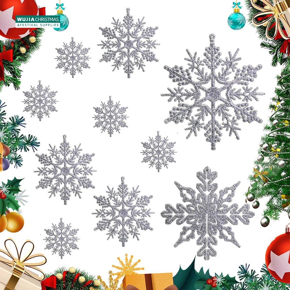 40Pcs Silver Glitter Snowflake Ornaments for Christmas - Image 11