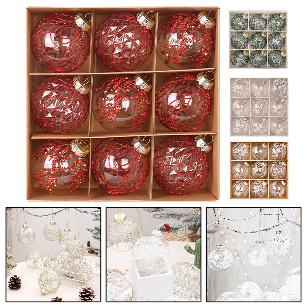 Wine Red Christmas Ball Ornaments - 9pcs Set - Image 12