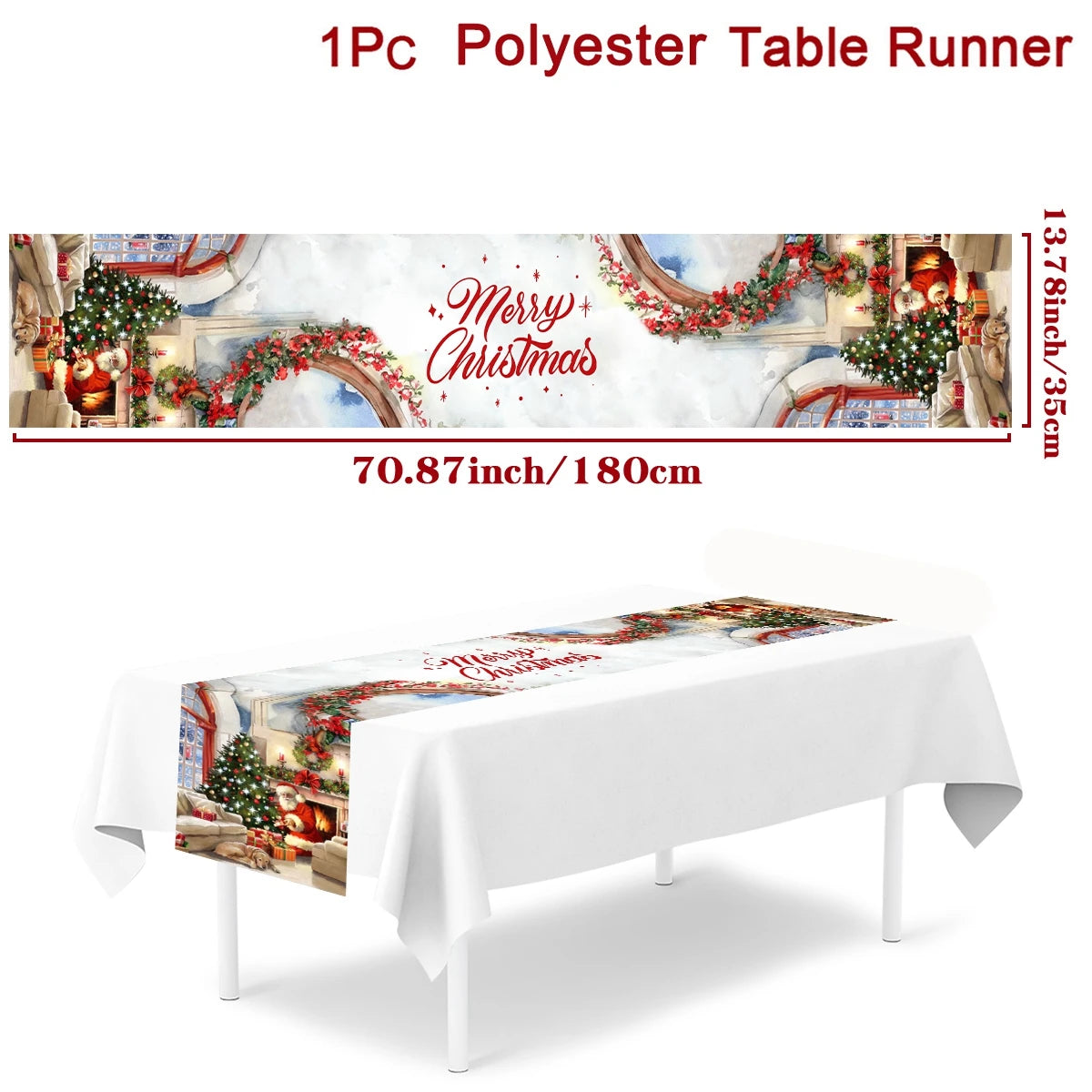 Festive Red Floral Table Runner for Christmas - Image 14