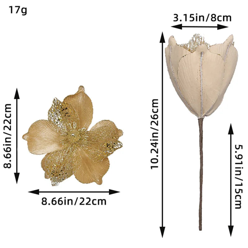 28CM Glittering Christmas Flower Decorations - 1 to 3pcs - Image 19