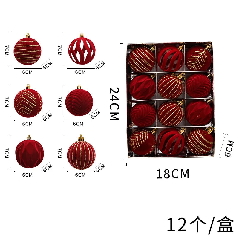 Elegant 12pcs Wine Red Christmas Ball Ornaments - Image 8