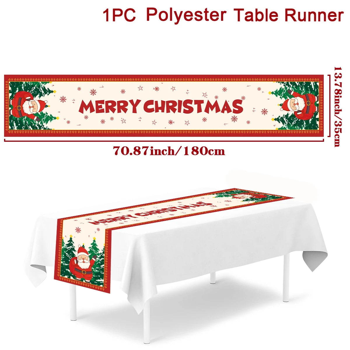 Festive Red Floral Table Runner for Christmas - Image 2